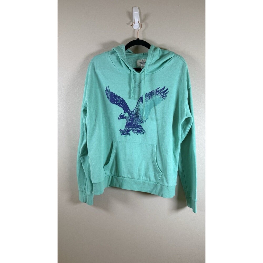 American Eagle Outfitters Women's Green Graphic Print Pullover Hoodie XL